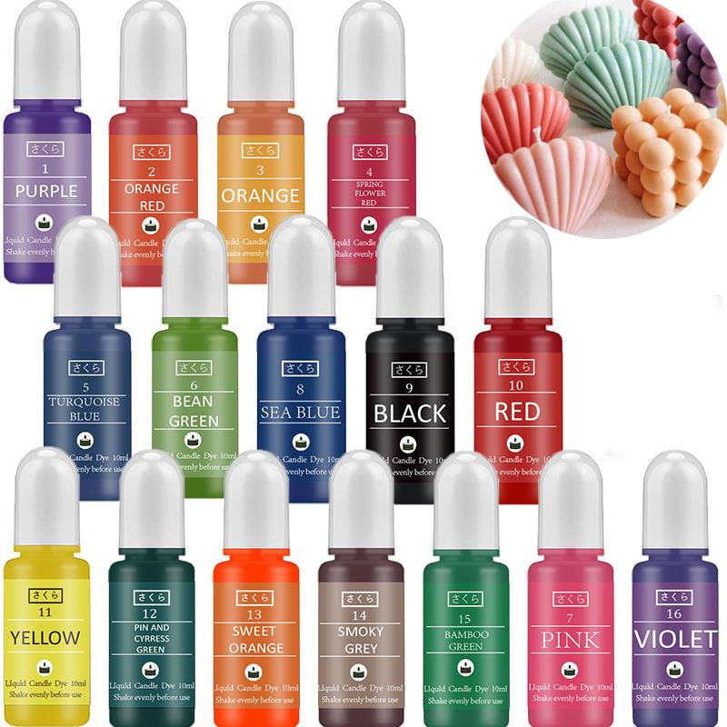 Soap Making Ingredients - 10 ml/ขวดเทียน WAX Pigment สีปลอดสารพิษถั่วเหลืองเทียน WAX