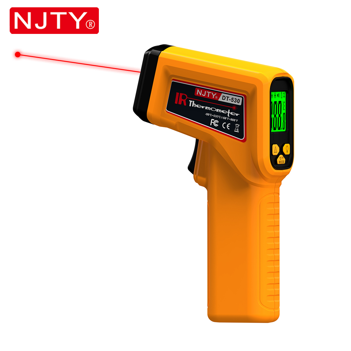 Soap Making Thermometer - NJTY เครื่องวัดอุณหภูมิอินฟราเรดเลเซอร์ปืนอุณหภูมิแบบไม่สัมผัสอุตสาหกรรมที่แม่นยํา -50~530 ° C จอแสดงผล