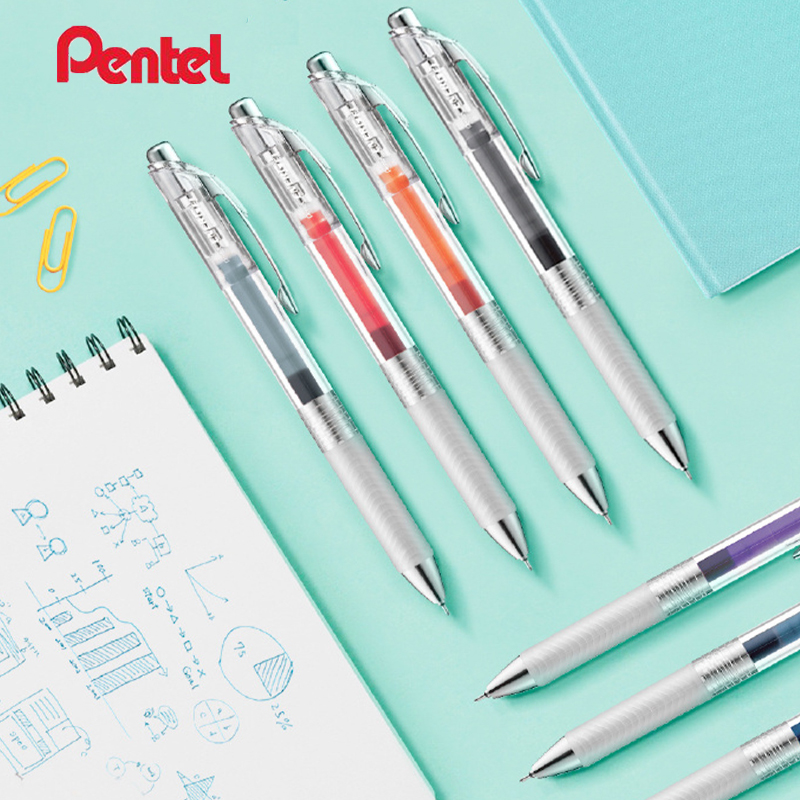 Pentel Pen Energel - ปากกาเจล Pentel EnerGel Inkfree แบบกด ด้ามใส