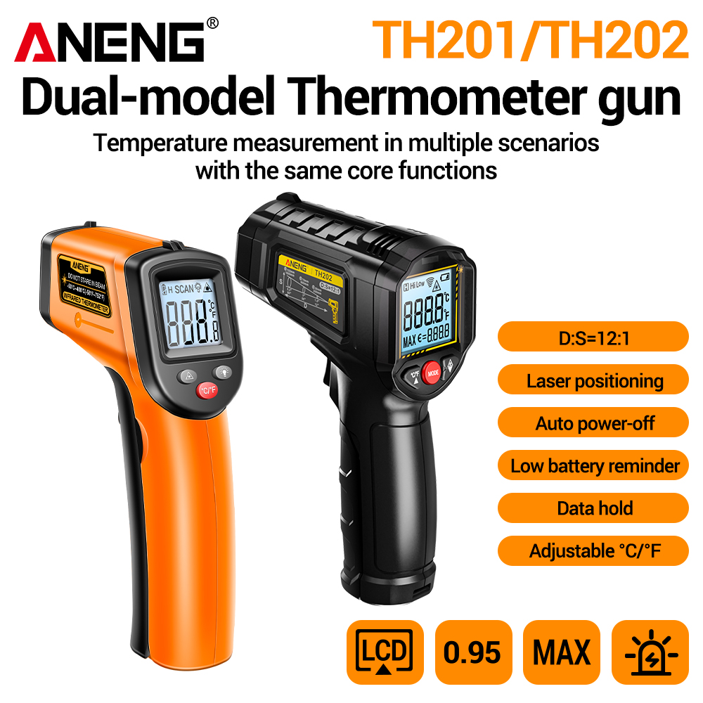 Soap Making Thermometer - ANENG ปืนวัดอุณหภูมิดิจิตอลอินฟราเรดไร้สัมผัส ช่วง -50°C ถึง 400°C