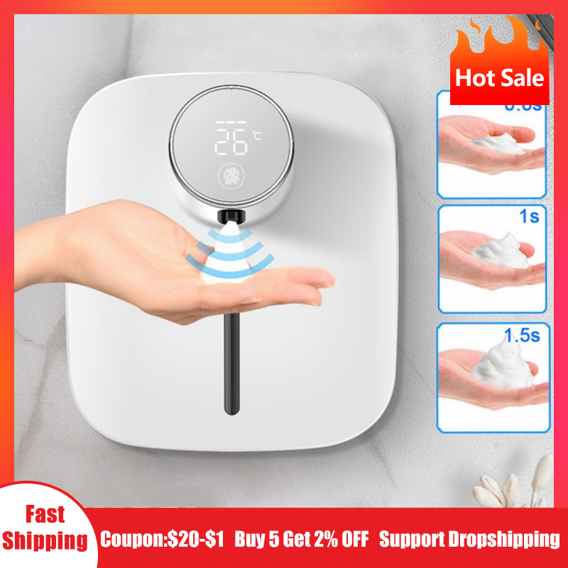 Soap Making Thermometer - เครื่องจ่ายสบู่เหลวอัตโนมัติติดผนังแบบชาร์จไฟได้แสดงอุณหภูมิเครื่องจ่ายสบู่โฟมเหลวเครื่องเจลทําความสะอาดมือ