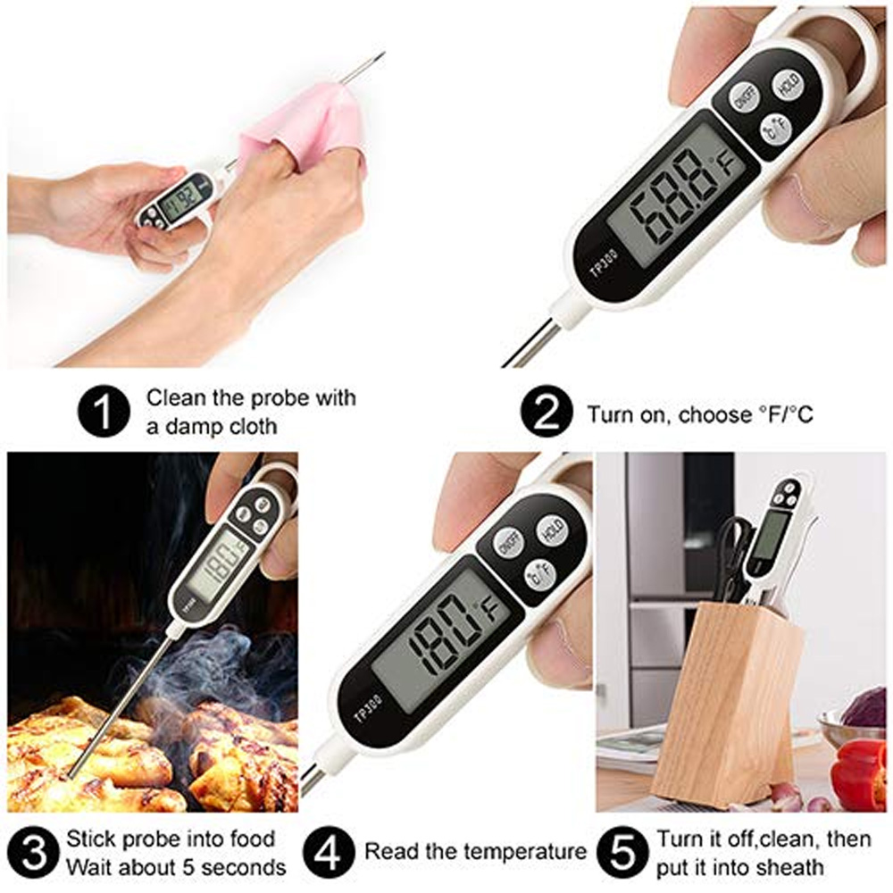 Soap Making Thermometer - เทอร์โมมิเตอร์วัดอุณหภูมิอาหารดิจิตอลแบบใหม่ พร้อมหัววัดยาว สำหรับทำอาหาร บาร์บีคิว ครัว วัดอุณหภูมิเนื้อสัตว์ได้ทันที